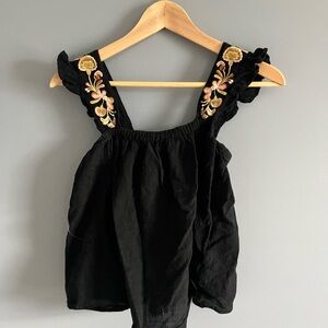 Black Embroidered Women's Top